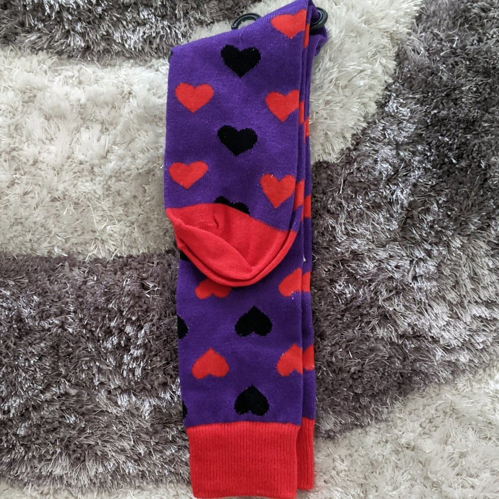 Purple Kawaii Hearts Knee Socks